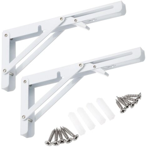 Support pliable, équerre murale en L, support pour table pliante à monter soi-même, étagère, blanc, 25 cm, lot de 2