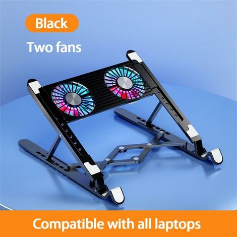 Support pliable pour ordinateur portable avec 2/4 ventilateurs, ventilateur silencieux, refroidissement de l&39air, pour bureau, maison, jeu,République tchèque,2 fans