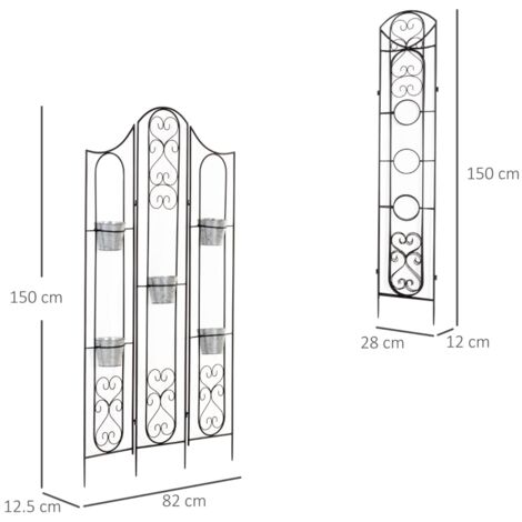 Support pliable pour plantes, porte-plantes d'extérieur peu encombrant avec 5 pots, support en métal pour plantes d'intérieur et fleurs, noir