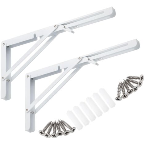 Support pliable, support mural pour étagère, support pour table pliante à monter soi-même, blanc, 35 cm, lot de 2