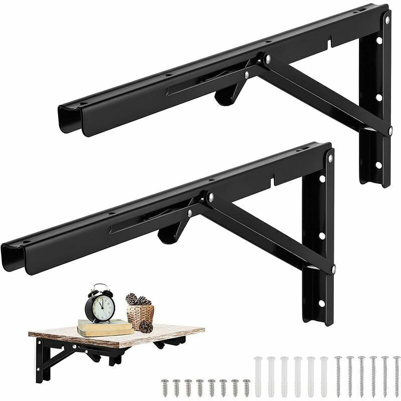 Debuns - Support pliant 2 pièces, supports d'étagère pliables de 20 pouces à 500 mm, support pliant robuste en acier inoxydable,de