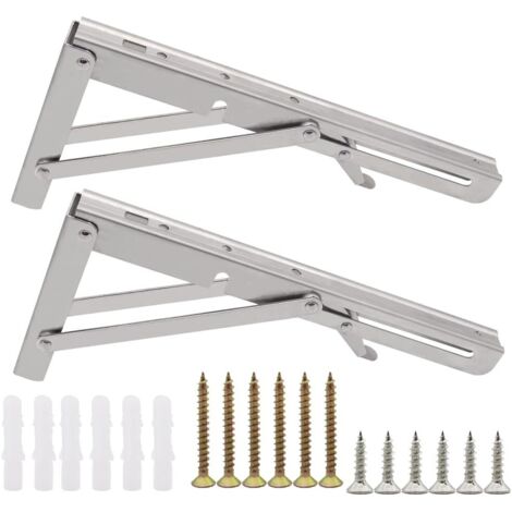 Support pliant 250mm support de console en acier inoxydable avec vis argent charge max 82kg.