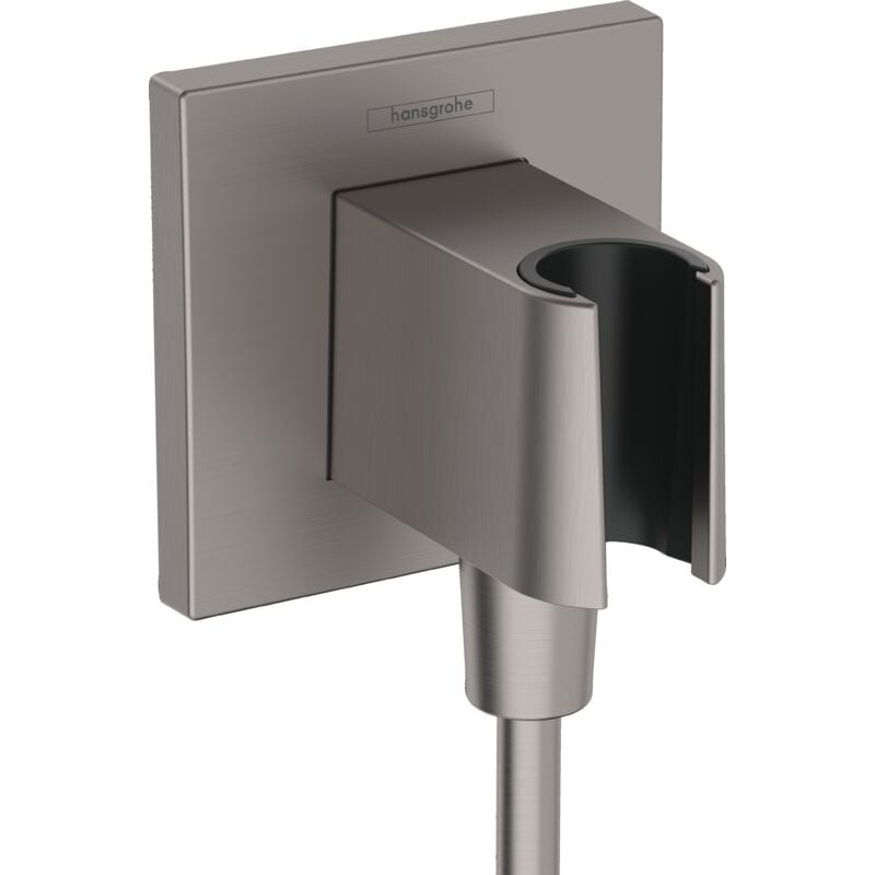 Hansgrohe - Support pommeau de douche FixFit e noir chromé brossé