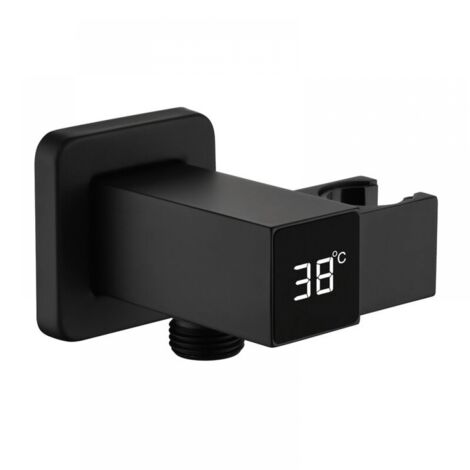 Support Pommeau de Douche Noir Support de Pommeau de Douche Laiton Support de Tête de Douche Montage Mural Support de Douchette Rectangle Support Douchette avec Affichage Numérique