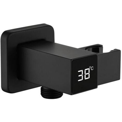 Support Pommeau de Douche Noir Support de Pommeau de Douche Laiton Support de Tête de Douche Montage Mural Support de Douchette Rectangle Support Douchette avec Affichage Numérique