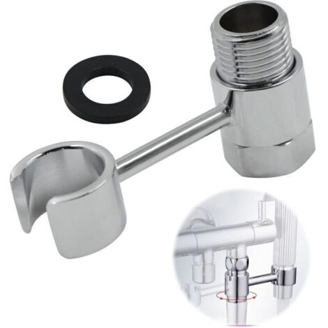 Support Pommeau Douche Douchette Accroche - Raccordement 20mm éCrou Porte Universel RéGlable 360° Pomme Mural Salles Bains Lance Toilette Main Remplaç Able Sans PerçAge Laiton Chromé