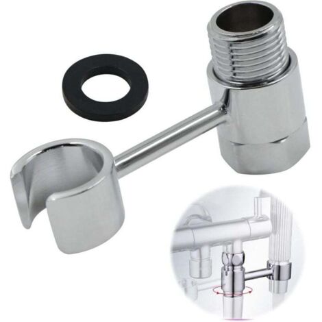 Support Pommeau Douche Douchette Accroche - Raccordement 20mm éCrou Porte Universel RéGlable 360° Pomme Mural Salles Bains Lance Toilette Main Remplaç Able Sans PerçAge Laiton Chromé