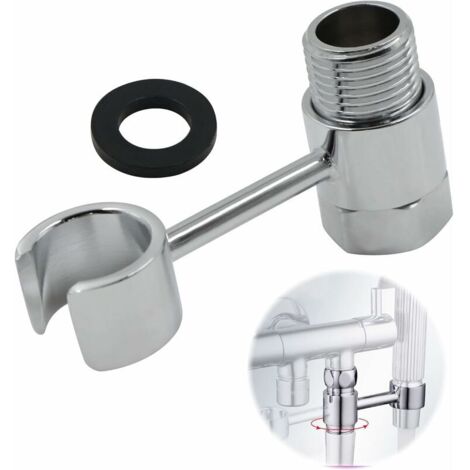 Support Pommeau Douche Douchette Accroche - Raccordement 20mm éCrou Porte Universel RéGlable 360° Pomme Mural Salles Bains Lance Toilette Main Remplaç Able Sans PerçAge Laiton Chromé