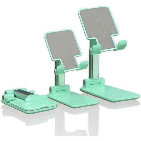 Support portable pour téléphone portable, support de bureau pliable et réglable pour tablette, compatible avec tous les smartphones (vert)