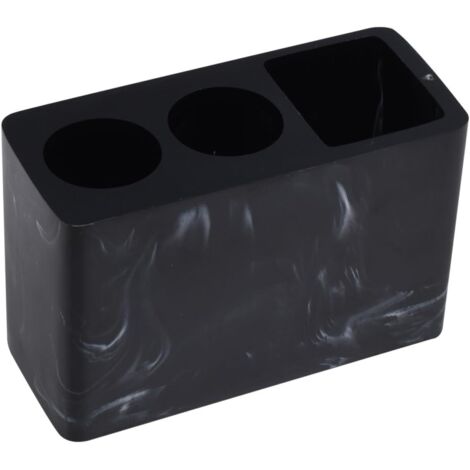 Support Porte-Brosses à Dents en Résine Effet Marbre Noir Socle Drainant
