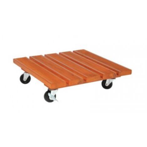 Support Pot Avec Roulette Carré Bois, H.10 X L.40 Cm