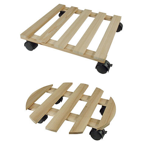 NATURE Tablette a roulettes pour plantes - Sapin - H7,4 x 35 x 35 cm