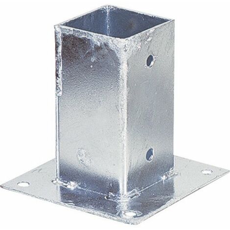 Support poteau à visser – Acier galvanisé – Platine 150x150mm – Fixation par 8 trous – Hauteur 150mm pour poteaux en bois carrés – Alberts