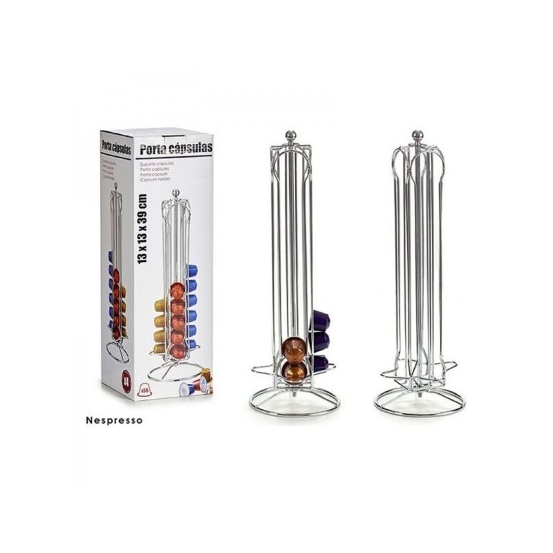 Support pour 36 capsules de café Kinvara Nespresso Argenté Métal 13 x 39 x 13 cm Plaque Tournante 36 Pièces