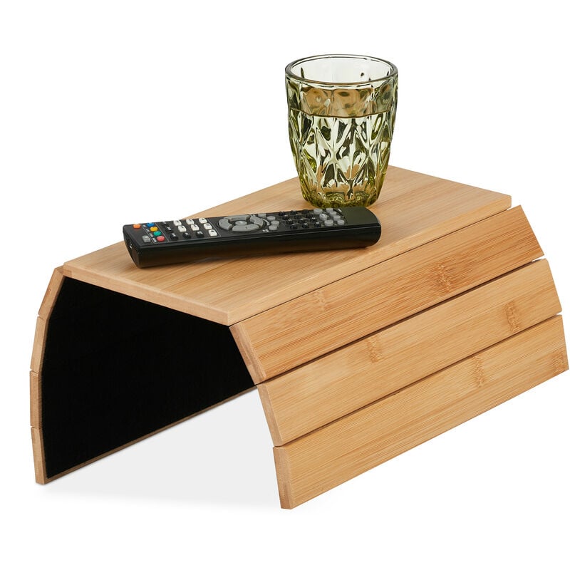 Support pour accoudoir, bambou, tablette pour canapé ou fauteuil, LxP: 43,5 x 33 cm, repose-boissons, nature - Relaxdays
