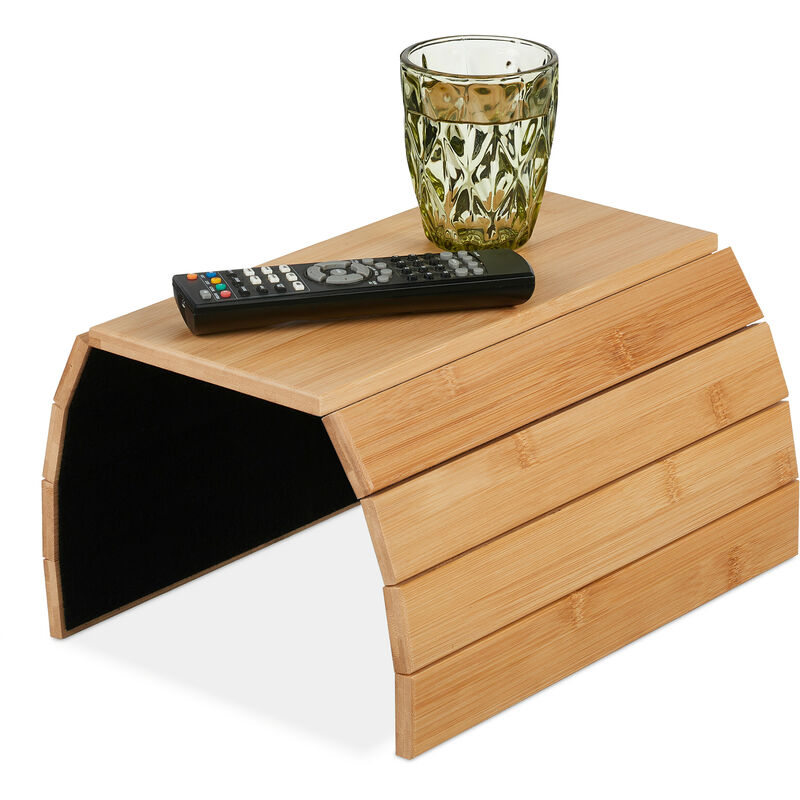 Support pour accoudoir, bambou, tablette pour canapé ou fauteuil, LxP: 48x32 cm, repose-boissons, nature - Relaxdays