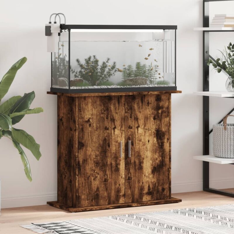 Support pour aquarium chêne fumé 81x36x73 cm bois d ingénierie