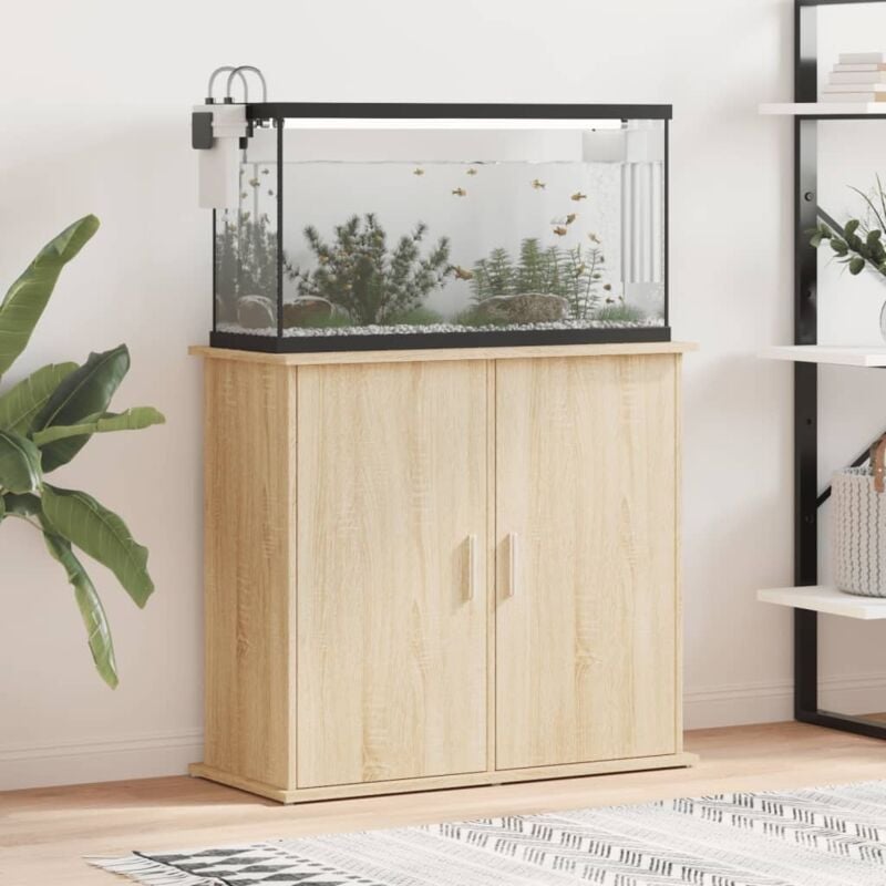 Support pour aquarium chêne sonoma 81x36x73cm bois d'ingénierie
