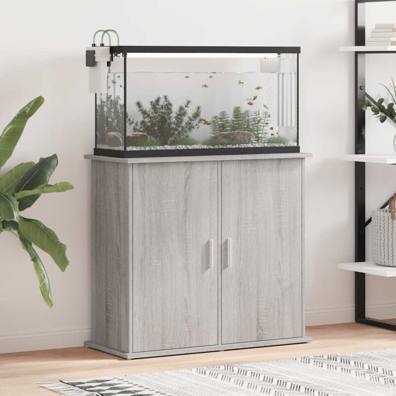 Support pour aquarium sonoma gris 81x36x73 cm bois d ingénierie