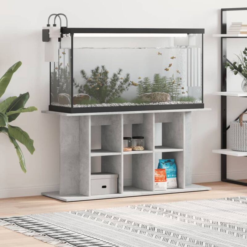 Support pour aquarium gris béton 120x40x60 cm bois d ingénierie
