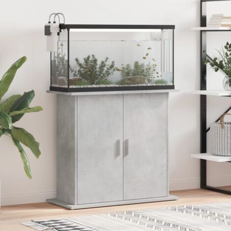 Support pour aquarium gris béton 81x36x73 cm bois d'ingénierie CFW74731