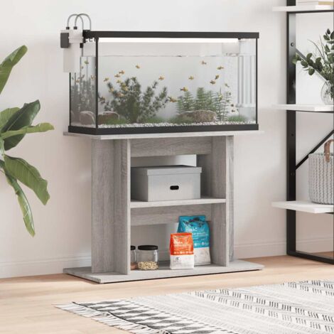 Support pour aquarium  Meuble pour aquarium sonoma gris 80x35x60 cm bois d'ingénierie 29108