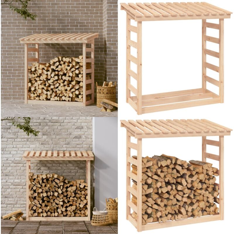 Support pour bois de chauffage 108x64,5x110 cm Bois de pin - Support à Bûches - Abri à Bûches - Rangement Bois - Stockage Bois - Bois De Chauffage