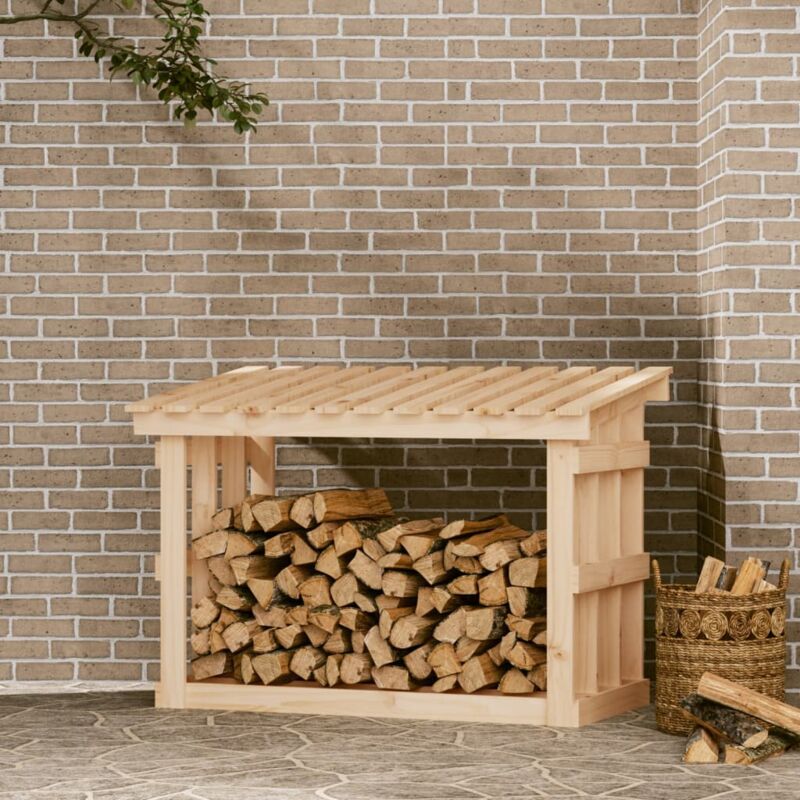 Support pour bois de chauffage Abri de stockage Porte bûches et range bûches 108x64,5x77 cm Bois de pin 91442