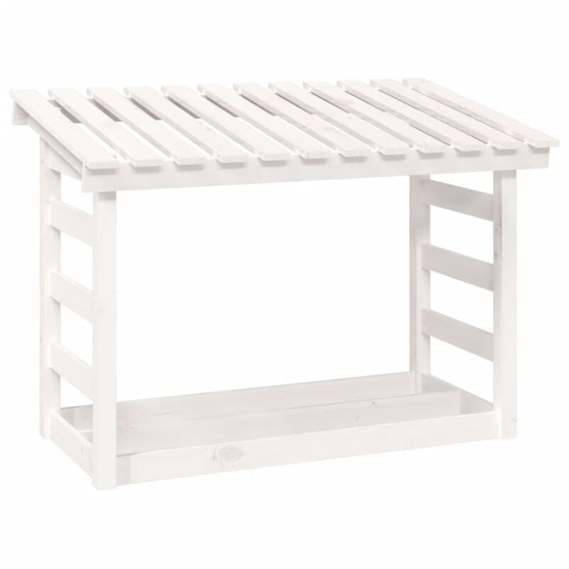 Support pour bois de chauffage Blanc 108x64,5x78 cm Bois de pin Vidaxl