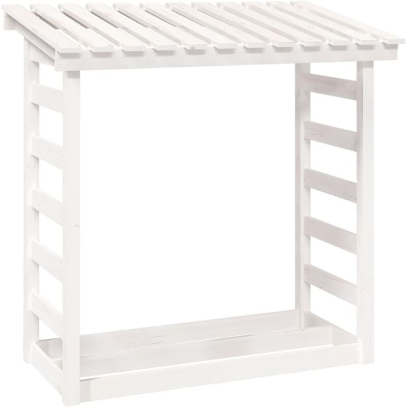 Support pour bois de chauffage Blanc 108x64,5x110cm Bois de pin Vidaxl