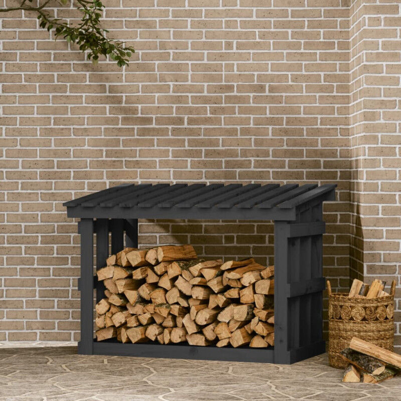 Support pour bois de chauffage Gris 108x64,5x77 cm Bois de pin Vidaxl