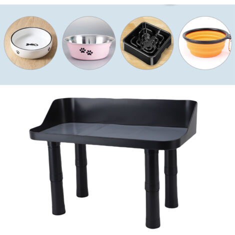 Support pour bols pour chiens et chats à hauteur ajustable, anti-bascule, protection cervicale, plateau silicone inclus, ABS, environ 430mm