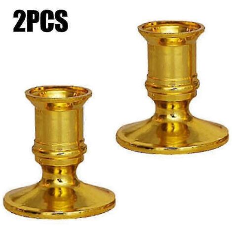 Support pour bougies piliers de Noël, bougeoir pour bougies coniques, décoration de soirée et de Noël - Lot de 2 - Doré