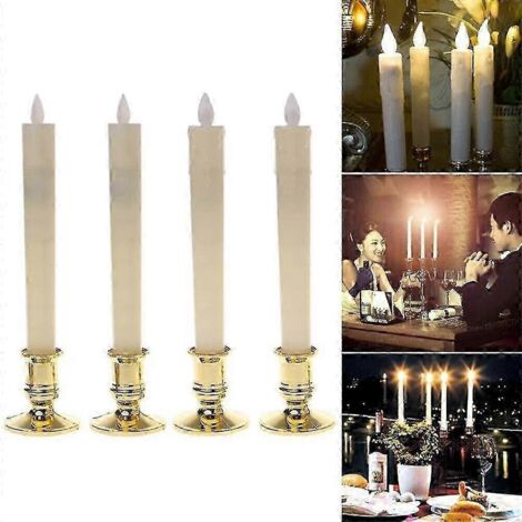 Support pour bougies piliers de Noël, bougeoirs pour bougies coniques, décorations de soirée et de Noël - Lot de 20 - Doré