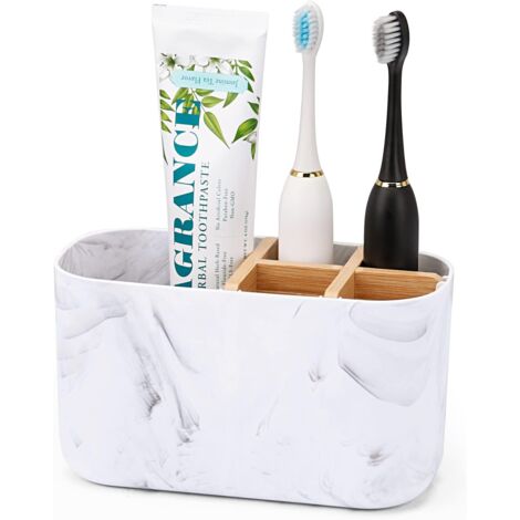 Support Pour Brosse À Dents - 5 Emplacements - Matériau PP Renforcé Poudre De Marbre - Pour Salle De Bain Comptoir - 1 Pièce