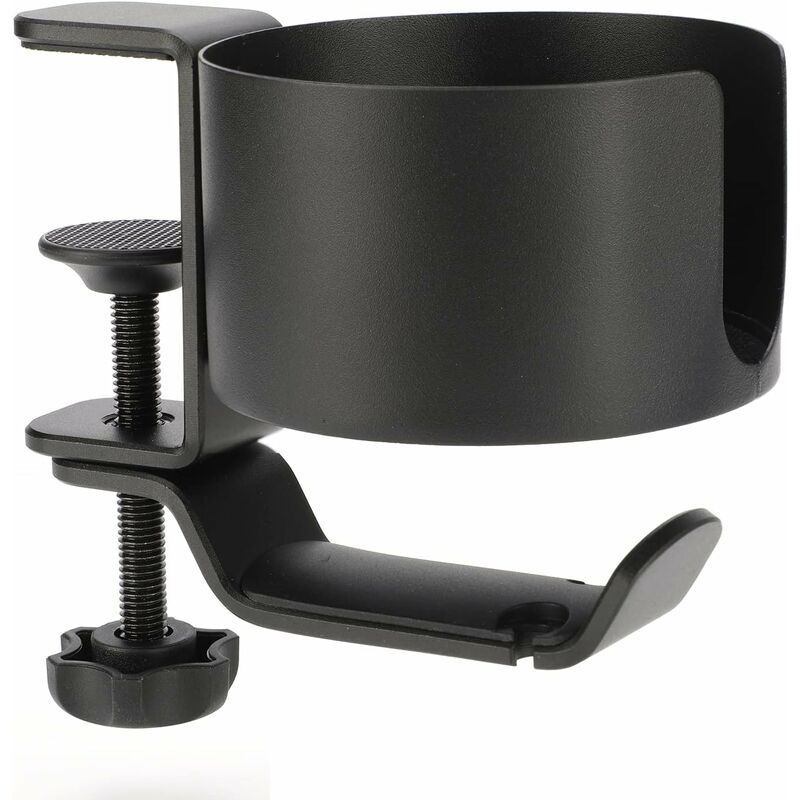 Csparkv - Support pour Casque 2 en 1 Porte Gobelet, Cintre pour Casque Rotation à 360°, Support de Casque de Jeu Aluminium Crochet pour écouteurs
