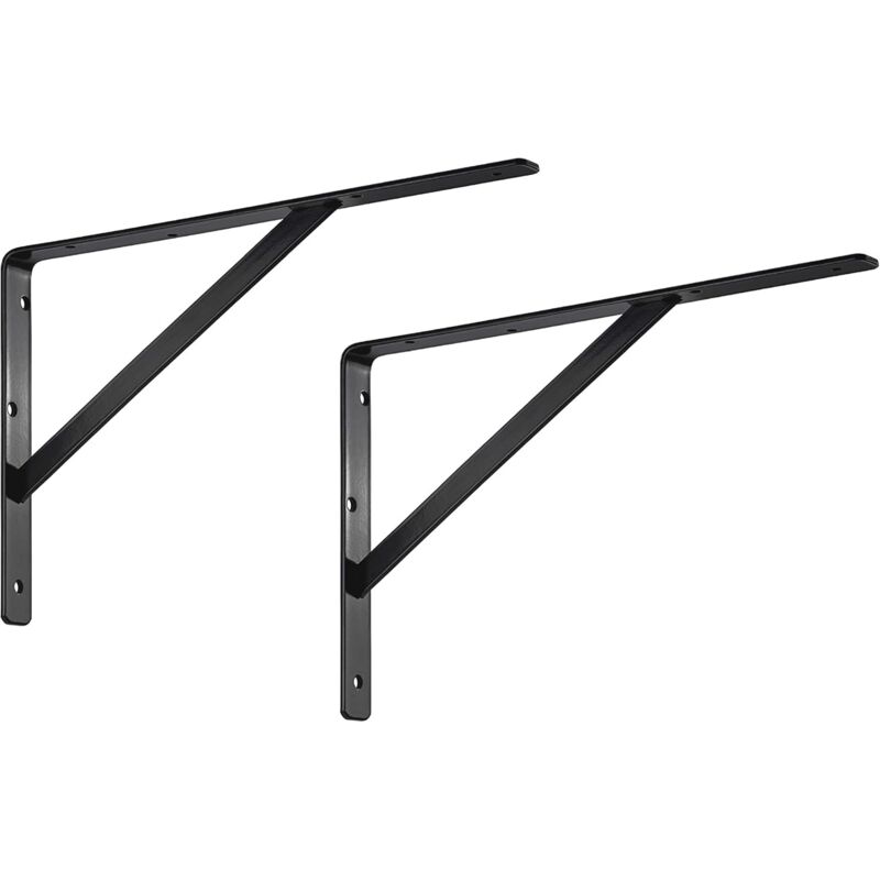 Support pour charges lourdes 2 pièces - support mural Athéna Profondeur 300 mm Porte-bébé noir Capacité de charge 300 kg Support d'étagère(300190mm)