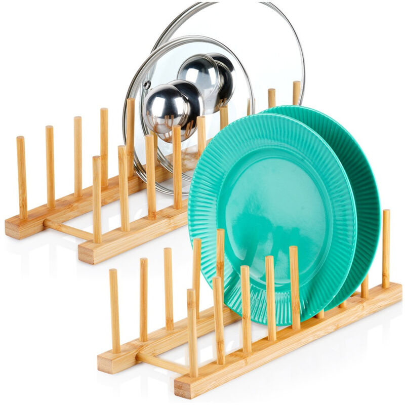 Support pour couvercle et assiette en bambou 34,5 x 12 x 12 cm 2 pièces.