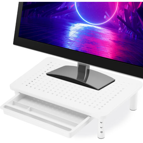 Support pour écran d'ordinateur portable NANKIN blanc + tiroir