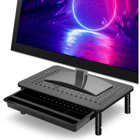 Support pour écran d'ordinateur portable NANKIN noir + tiroir