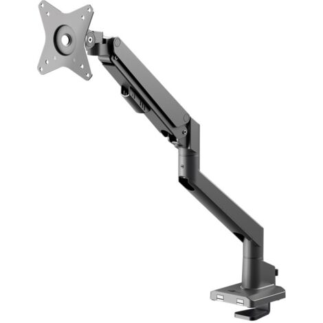Support pour Écran Single avec Ressort à Gaz, noir, pour moniteurs de 17 à 32 pouces (43 - 81 cm), max. 9 kg, montage facile des bras par encliquetage.