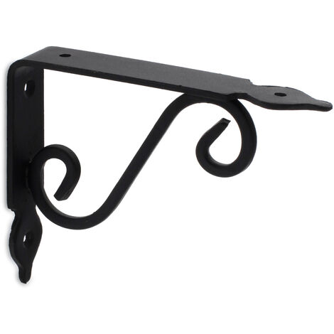 REI – Support pour étagère en acier forgé noir 2,6 x 11,2 x 14,5 cm – Système de fixation vissé – 1 unité pour installation rapide