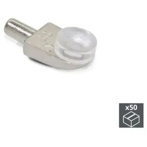 Support pour étagère en verre, D. 5 mm, Plastique et zamak, Nickelé, 50 ut. - talla