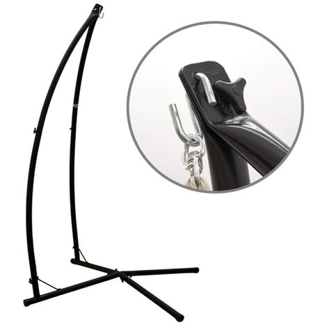 Support pour fauteuil suspendu 214 cm Soutien pour accrocher balancelle et chaises suspendues en Acier couleur Noir Poids max supporté 120 kg pour internes et externes - Noir