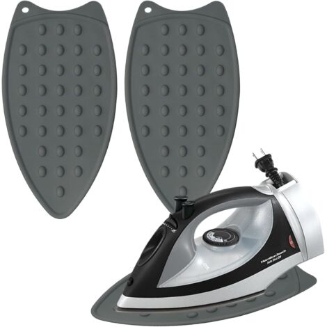 Support pour Fer à Repasser,Repose Fer en Silicone,Tapis de Repos de Repassage avec Trou de Suspension,pour L'isolation Contre Les Brûlures (Gris)