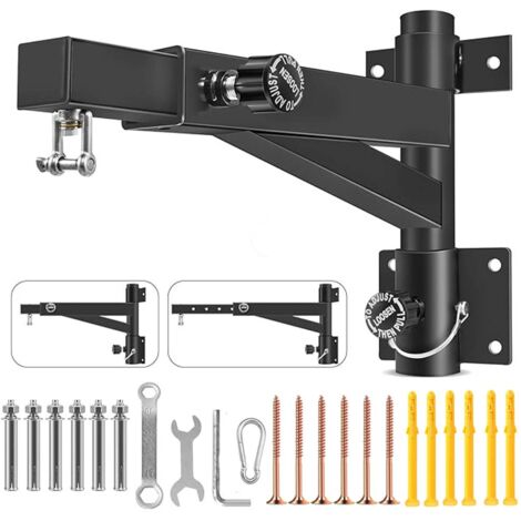 Support pour fixation de sac de Boxe Noir, Réglable & Rotatif Support Mural Sac de Frappe pour Gymnastique Intérieure et Extérieure, 800lbs Capacité