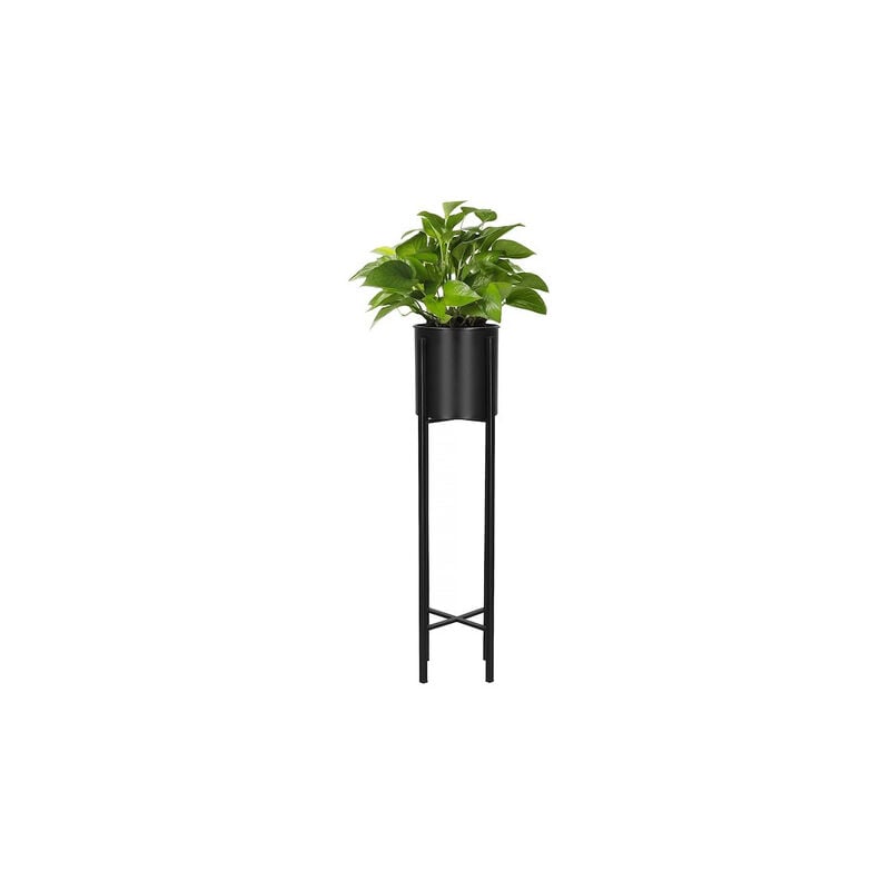 Support pour fleurs de 74 cm en métal noir avec pot de fleurs