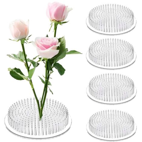 Support pour fleurs-Lot de 4-Plastique transparent-Avec 3 ventouses-Compact-Pour la composition florale et la décoration végétale