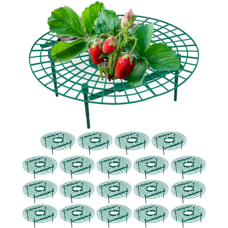 Relaxdays - Support pour fraises, lot de 20, protection contre pourriture, limaces, grille pour fraisier, plastique, vert