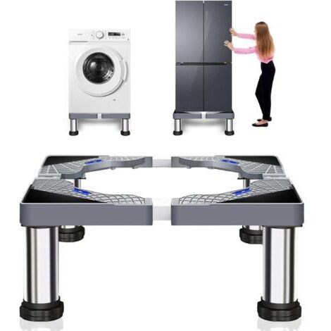 Support pour lave-linge, pied pour lave-linge, largeur réglable 40–60 cm, avec 4 pieds stables pour lave-linge, réfrigérateur, sèche-linge et congélateur, hauteur 23–26 cm